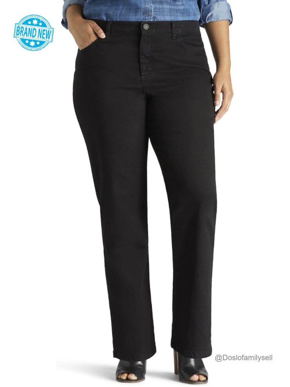 Plus Size High Stretch Straight Leg Jeans with 5 Pockets
